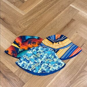 Lot of Three Reversible Swim Bucket Hats